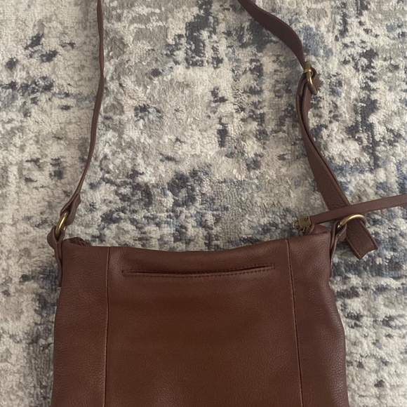 ELLIOTT LUCCA Purse Brown Leather Zip Lined Front/Rear Pocket Crossbody HandBag - Picture 3 of 11